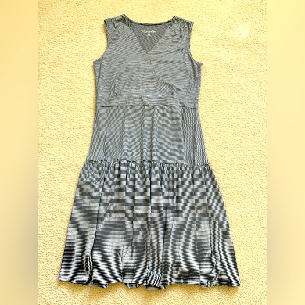 Soft Surroundings black and white striped sleeveless tiered midi dress, sz S - Picture 1 of 6